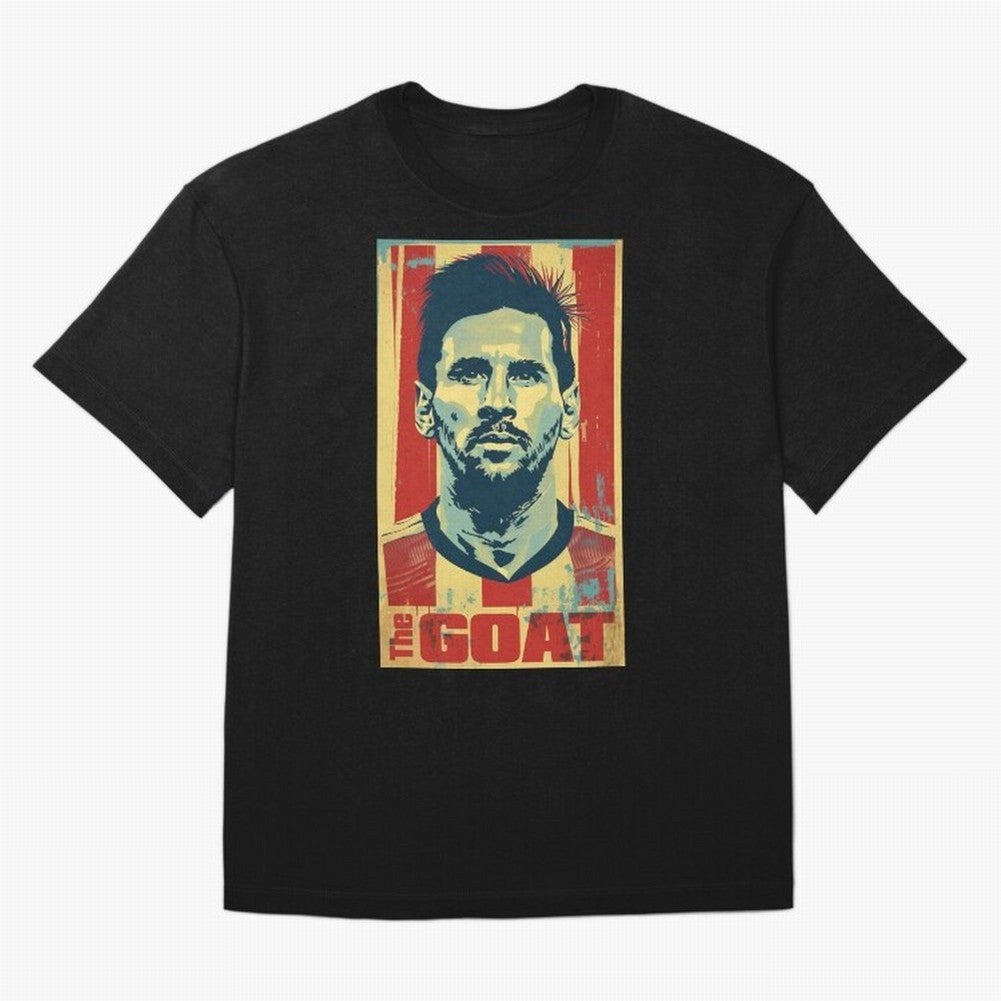 Messi The GOAT Graphic poster design Oversized T-Shirt Refresh FIFA World Cup 2026 Group Stage Inspired by CR7 and Messi, Netherlands Energy, Vintage Soccer Flavor, Modern Football Stars, National Flags and Final Night Emotion; Great for Watch