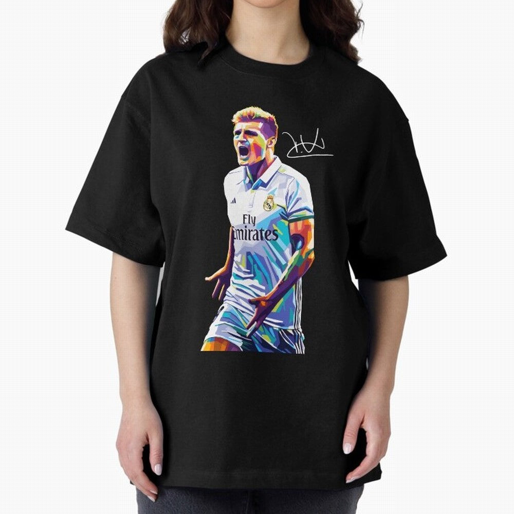 Kroos Footballer Wpap Art Oversized T-Shirt Live the Energy of Global Football Passion for FIFA World Cup 2026 USA Canada Mexico, Filled with Mbappe and Neymar, Spain, Tournament Hype, Historic Matchups, Family Viewing Parties and Global Sports
