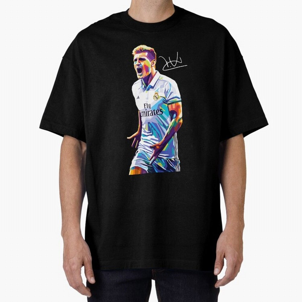 Kroos Footballer Wpap Art Oversized T-Shirt Live the Energy of Global Football Passion for FIFA World Cup 2026 USA Canada Mexico, Filled with Mbappe and Neymar, Spain, Tournament Hype, Historic Matchups, Family Viewing Parties and Global Sports