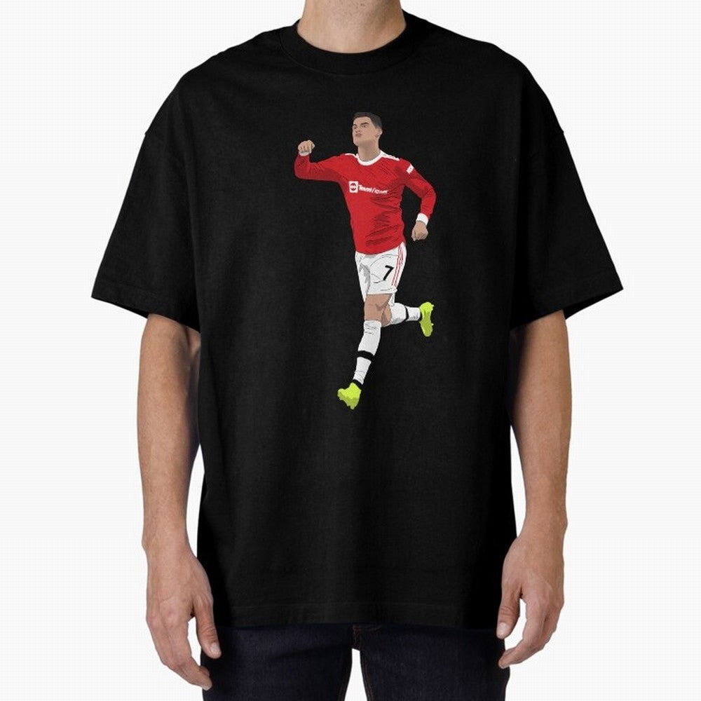 Cristiano Ronaldo Right Here Goal Celebration Oversized T-Shirt Get Ready for Match Day Hype around FIFA World Cup 2026, Mbappe and Neymar, England, Fan Favorite Moments, National Team Passion, Big Match Drama and Soccer History; Made for