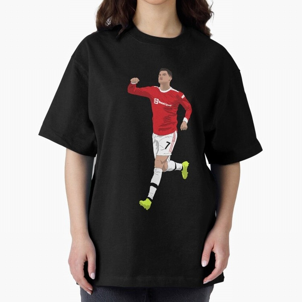 Cristiano Ronaldo Right Here Goal Celebration Oversized T-Shirt Get Ready for Match Day Hype around FIFA World Cup 2026, Mbappe and Neymar, England, Fan Favorite Moments, National Team Passion, Big Match Drama and Soccer History; Made for