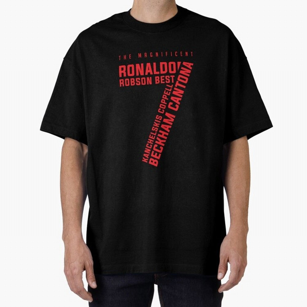 The Magnificent Seven - Man Utd Oversized T-Shirt Make Every Match About the FIFA World Cup 2026 Group Stage Journey through Cristiano Ronaldo, Haaland and CR7 Highlights, Brazil, Portugal and Argentina Pride, Soccer Culture, Superstar Moments,