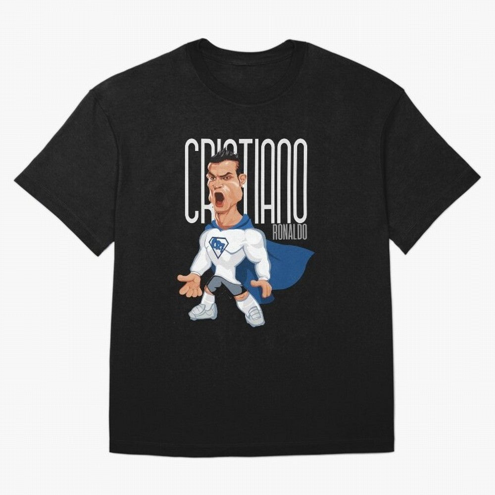 Commic Caricature of Cristiano Ronaldino 'CR7' Oversized T-Shirt Follow Every Goal of FIFA World Cup 2026 Highlighting Cristiano Ronaldo, Haaland and CR7, Argentina Energy, Worldwide Fan Energy, Dramatic Goals, Stadium Lights and Championship