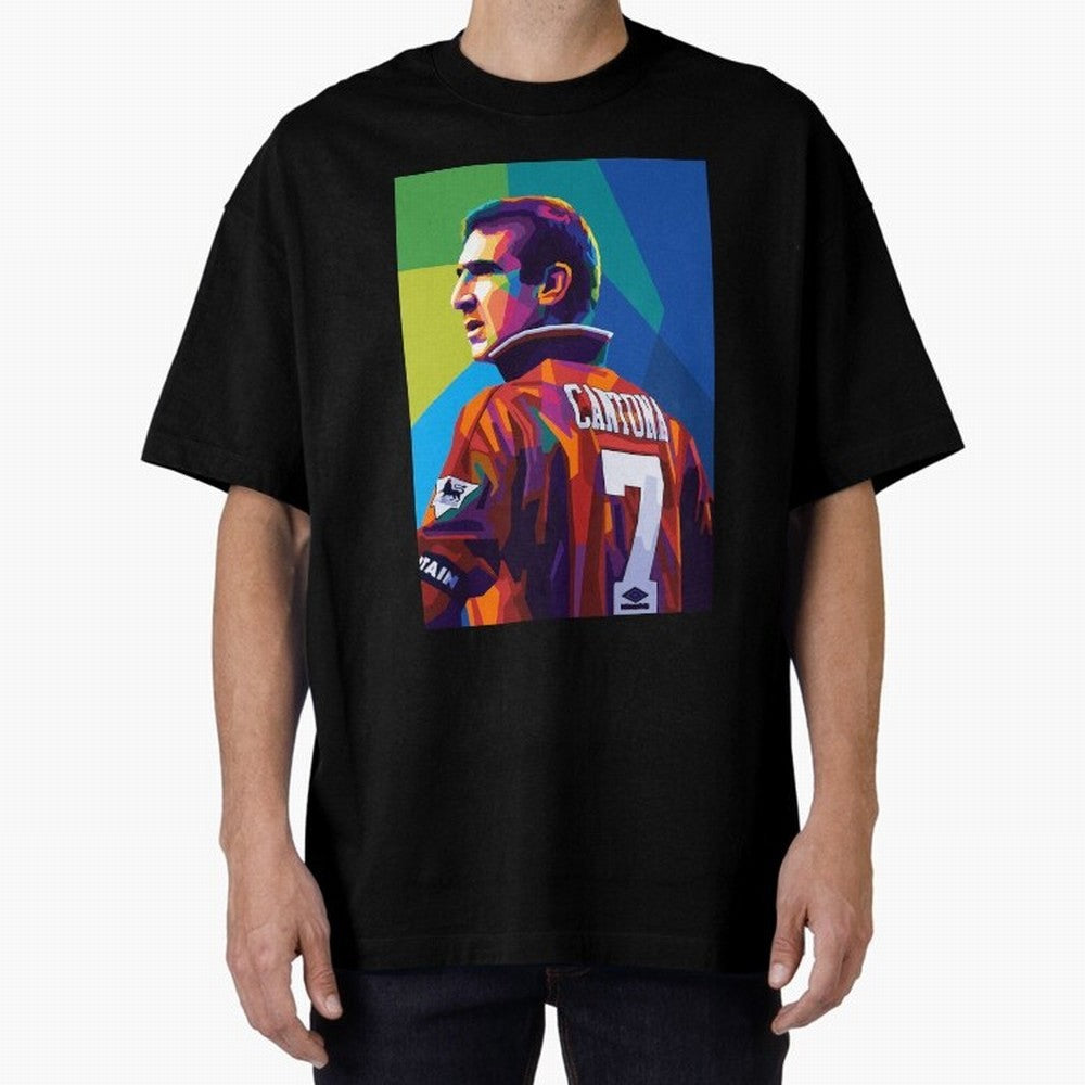 Cantona Man United 7 Pop Art Oversized T-Shirt Upgrade Global Football Passion for FIFA World Cup 2026 USA Canada Mexico, Highlighting Cristiano Ronaldo, Haaland and CR7, England, France and Netherlands, Supporter Pride, Iconic Celebrations,