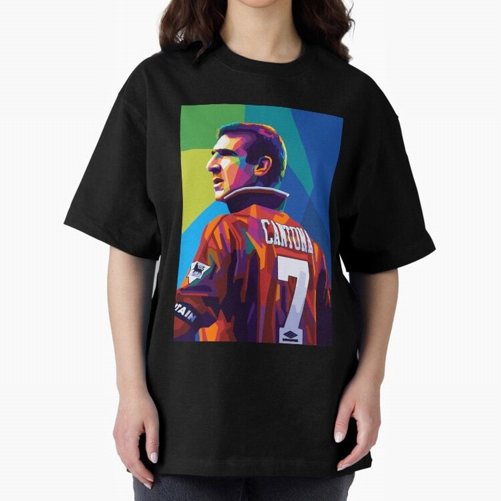 Cantona Man United 7 Pop Art Oversized T-Shirt Upgrade Global Football Passion for FIFA World Cup 2026 USA Canada Mexico, Highlighting Cristiano Ronaldo, Haaland and CR7, England, France and Netherlands, Supporter Pride, Iconic Celebrations,