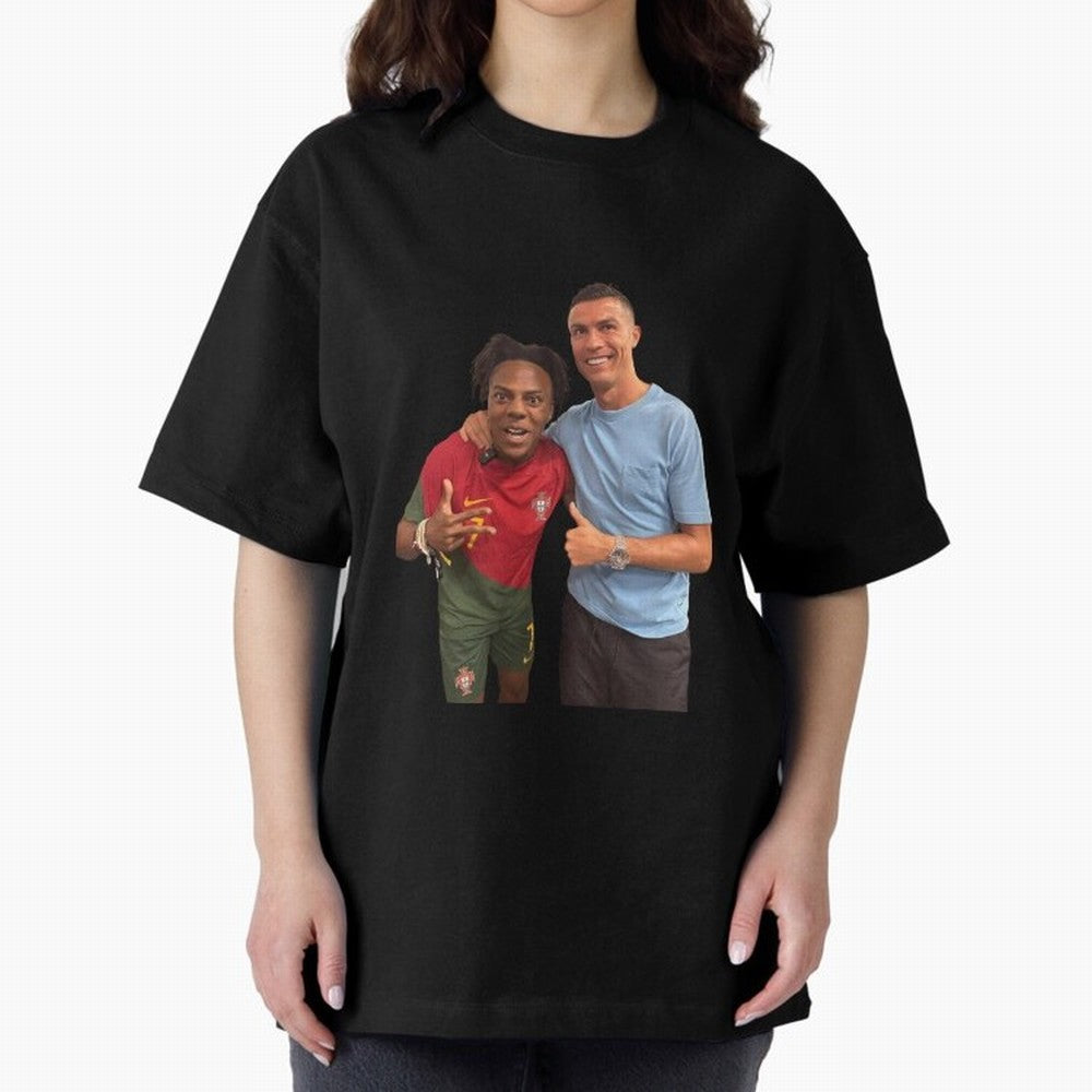 ISHOWSPEED MET RONALDO Oversized T-Shirt Remember Iconic Moments from Match Day Hype around FIFA World Cup 2026 Group Stage, Messi, Neymar and Mbappe, Spain, Worldwide Fan Energy, Dramatic Goals, Stadium Lights and Championship Celebrations; Ideal