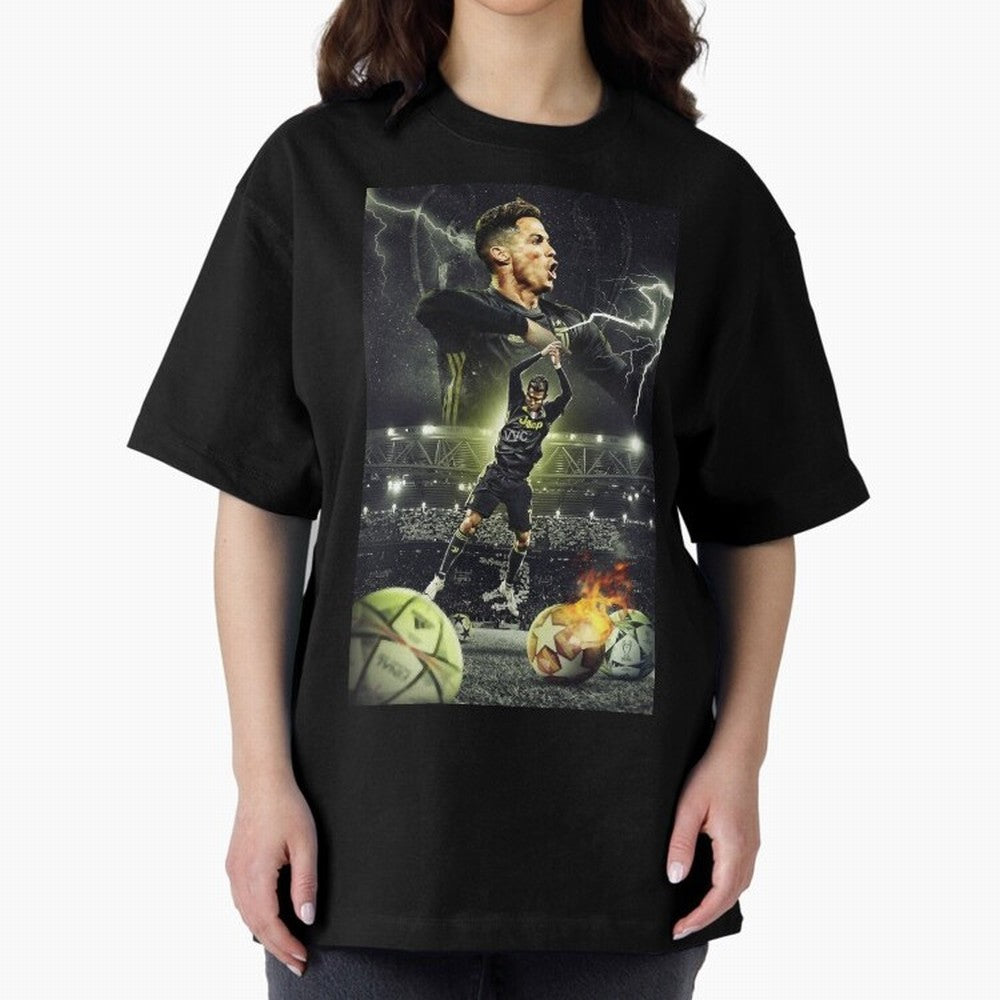 Ronaldo Illustration Oversized T-Shirt Create FIFA World Cup 2026 USA Canada Mexico Spirit, Highlighting Germany, Messi, Tournament Hype, Historic Matchups, Family Viewing Parties and Global Sports Pride; Ideal for Fans Who Follow Messi, Cristiano