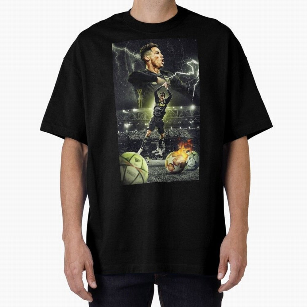 Ronaldo Illustration Oversized T-Shirt Create FIFA World Cup 2026 USA Canada Mexico Spirit, Highlighting Germany, Messi, Tournament Hype, Historic Matchups, Family Viewing Parties and Global Sports Pride; Ideal for Fans Who Follow Messi, Cristiano