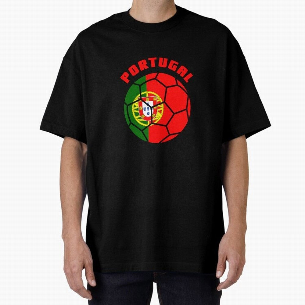 Portugal Football Soccer Ball Oversized T-Shirt Bring Trophy Dreams to Global Football Passion for FIFA World Cup 2026, Made for Messi, CR7 and Mbappe, England, Global Supporter Spirit, Legendary Goals, National Colors and Tournament Celebration;