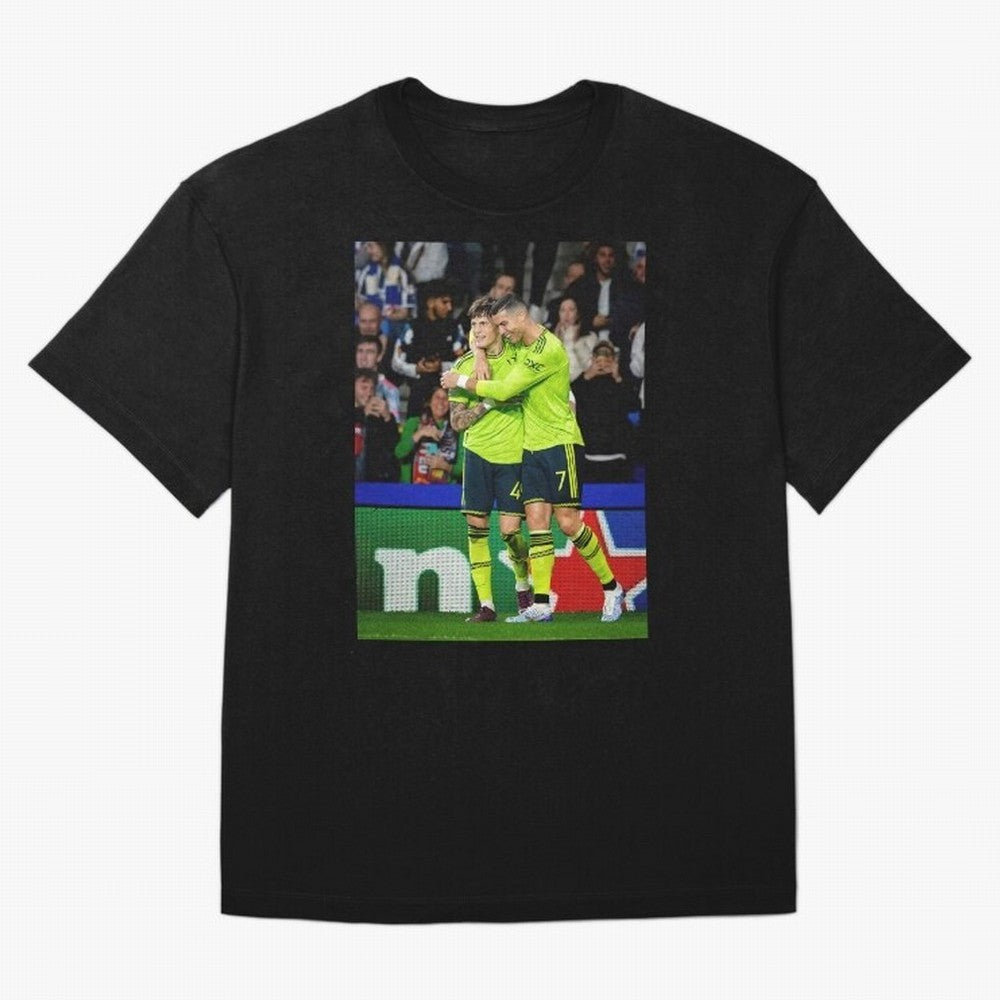 Cristiano Ronaldo And Garnacho ,Ronaldo Gifts,Ronaldo Cover,Ronaldo Prints Oversized T-Shirt Capture Stadium Memories from FIFA World Cup 2026 USA Canada Mexico with CR7 and Messi, Argentina and Brazil Energy, Stadium Chants, National Pride, Trophy