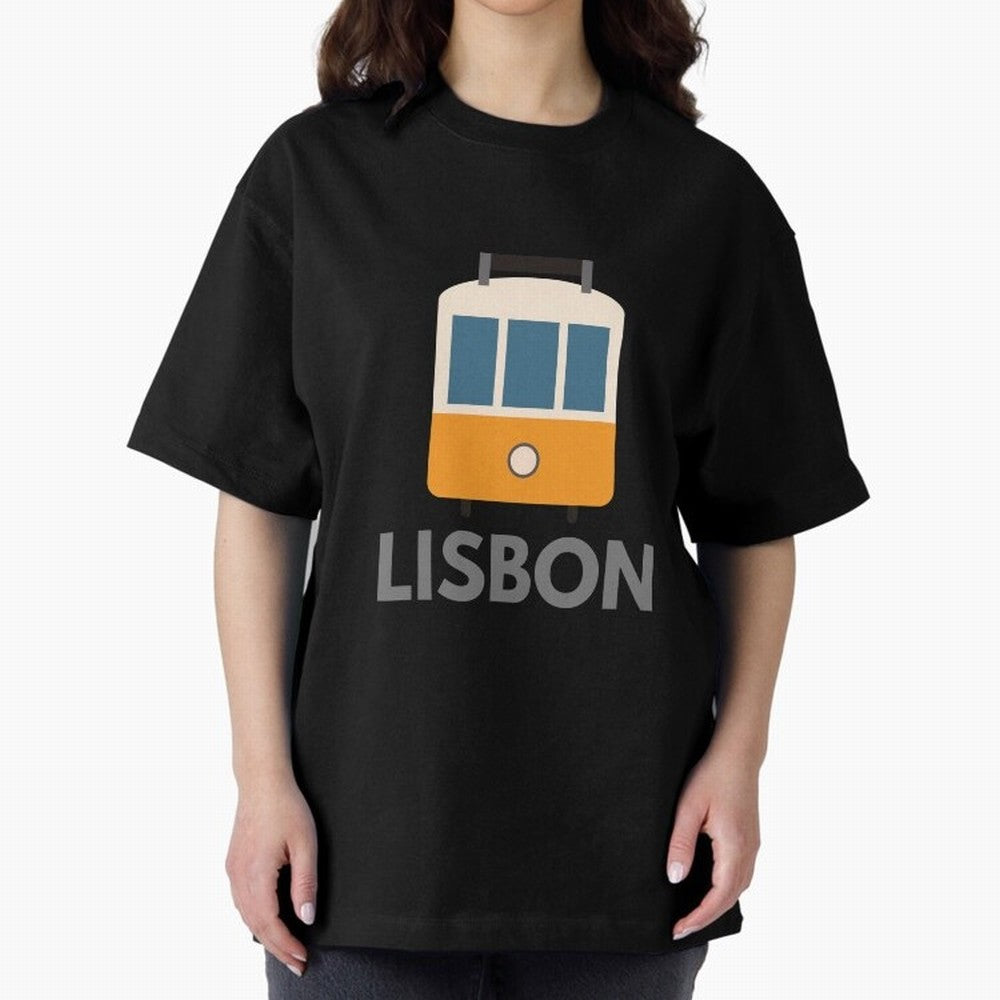 Lisboa Tram (Lisbon city, Portugal) Oversized T-Shirt Share the Excitement of FIFA World Cup 2026 Group Stage Spirit, Made for Spain, Neymar, Haaland and Cristiano Ronaldo, Vintage Soccer Flavor, Modern Football Stars, National Flags and Final