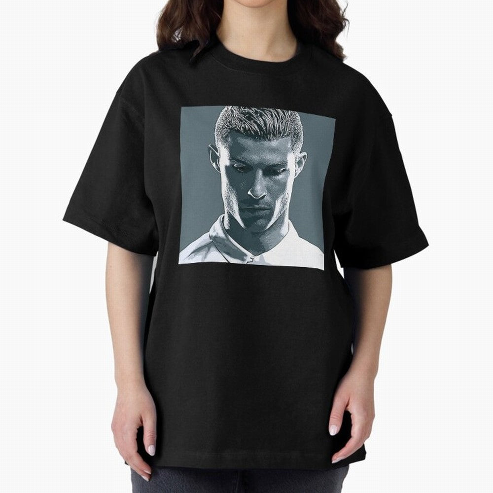 Ronaldo Portrait Oversized T-Shirt Show Fan Pride Across Global Football Passion for FIFA World Cup 2026, with CR7, Argentina, Football History, Final Match Energy, Crowd Noise and Once in a Lifetime Moments; Ideal for Fans Who Follow Messi,