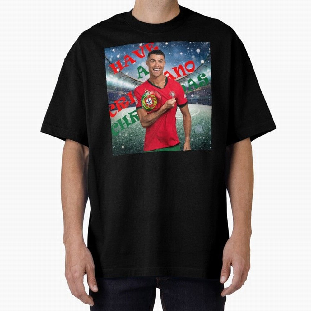 Have a Cristiano Christmas Oversized T-Shirt Represent the Passion of FIFA World Cup 2026 Group Stage with Messi, Neymar and Mbappe, Spain Energy, Match Day Excitement, Supporter Culture, Golden Goals and Global Football Passion; Created for Match