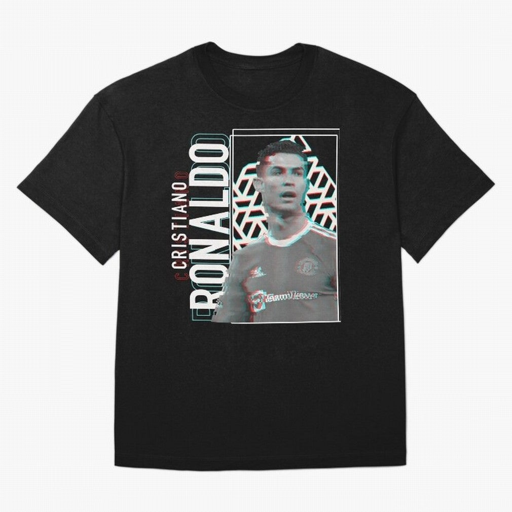 Cristiano Ronaldo Glith Effect Oversized T-Shirt Bring Global Tournament Vibes to FIFA World Cup 2026 Group Stage for Fans of Haaland and Spain, Bringing Classic Soccer Heritage, Championship Pressure, Fan Loyalty and International Pride; Perfect