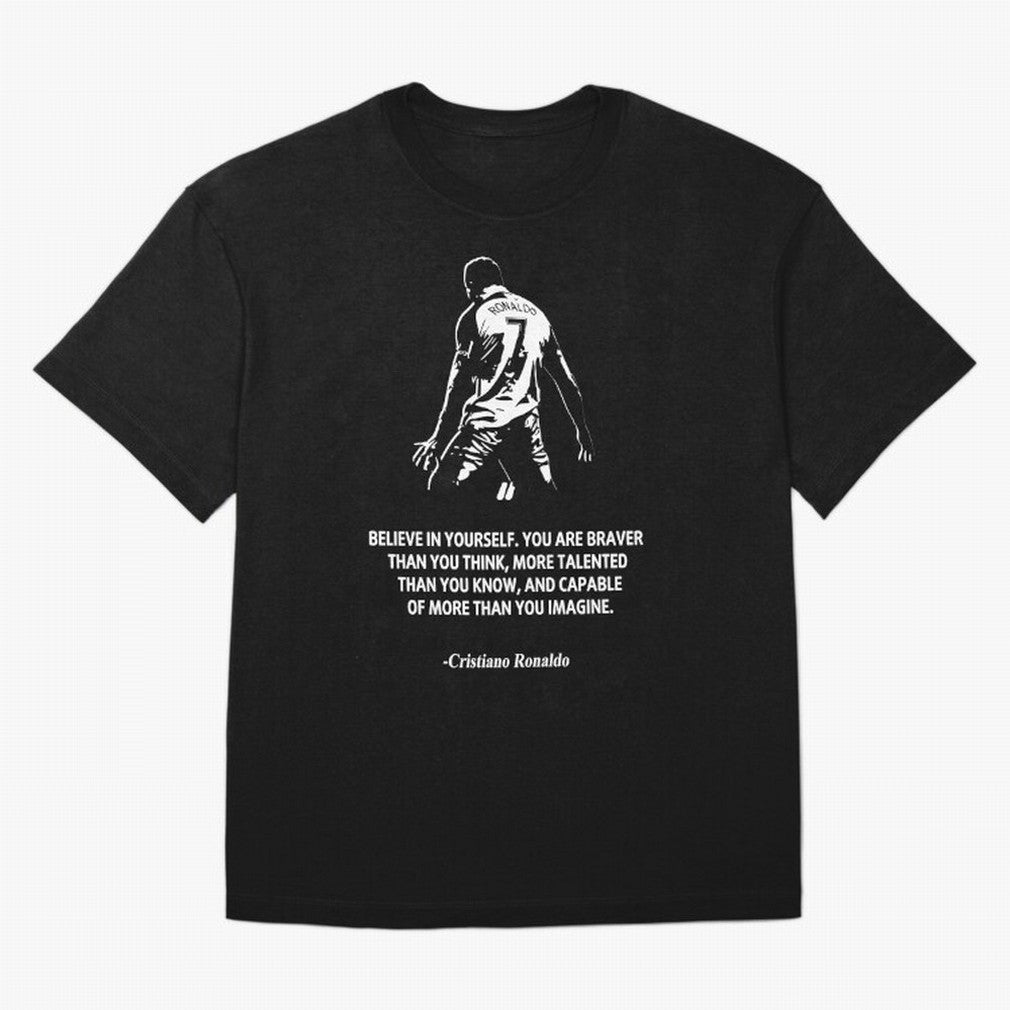 Cristiano Ronaldo Quotes Oversized T-Shirt Show Support during Global Football Passion for FIFA World Cup 2026 USA Canada Mexico, Driven by Mbappe, Portugal, Supporter Pride, Iconic Celebrations, Legendary Names and Global Match Day Energy; Ideal
