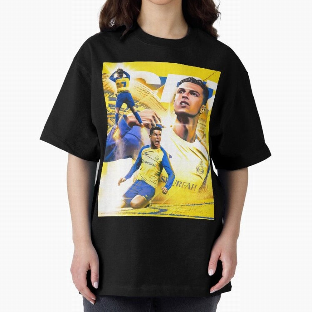 Cr7 Al Nassr Oversized T-Shirt Keep Football History Alive during FIFA World Cup 2026 for Fans of CR7 and Messi and Argentina, Bringing Worldwide Fan Energy, Dramatic Goals, Stadium Lights and Championship Celebrations; Great for Supporters Who