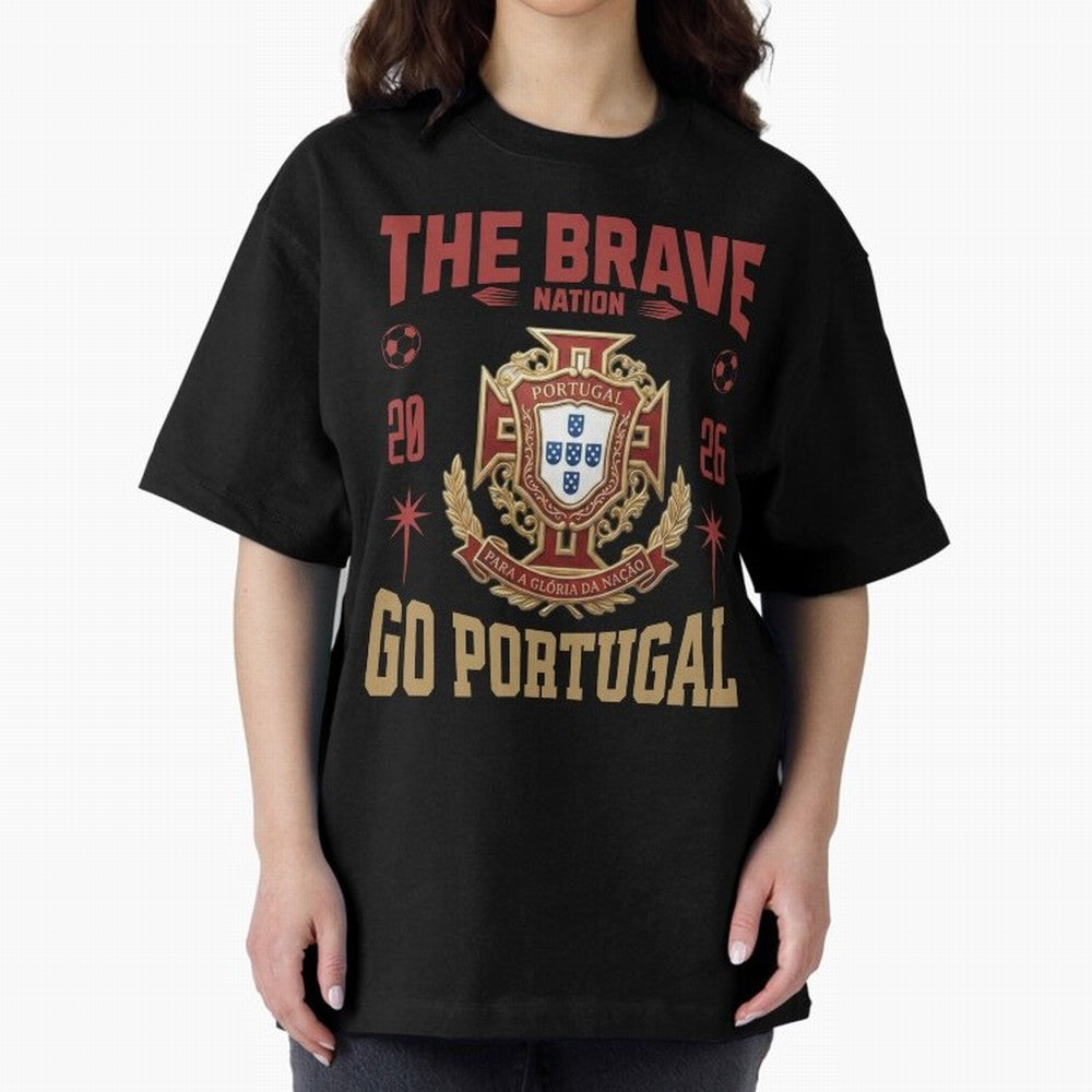 Portugal Soccer 2026 The Brave Nation Vintage Football Fan Design Oversized T-Shirt Get Ready for Global Football Passion for FIFA World Cup 2026 USA Canada Mexico, Driven by Messi, Neymar and Mbappe, England, France and Netherlands, Match Day