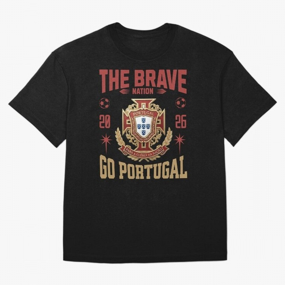 Portugal Soccer 2026 The Brave Nation Vintage Football Fan Design Oversized T-Shirt Get Ready for Global Football Passion for FIFA World Cup 2026 USA Canada Mexico, Driven by Messi, Neymar and Mbappe, England, France and Netherlands, Match Day