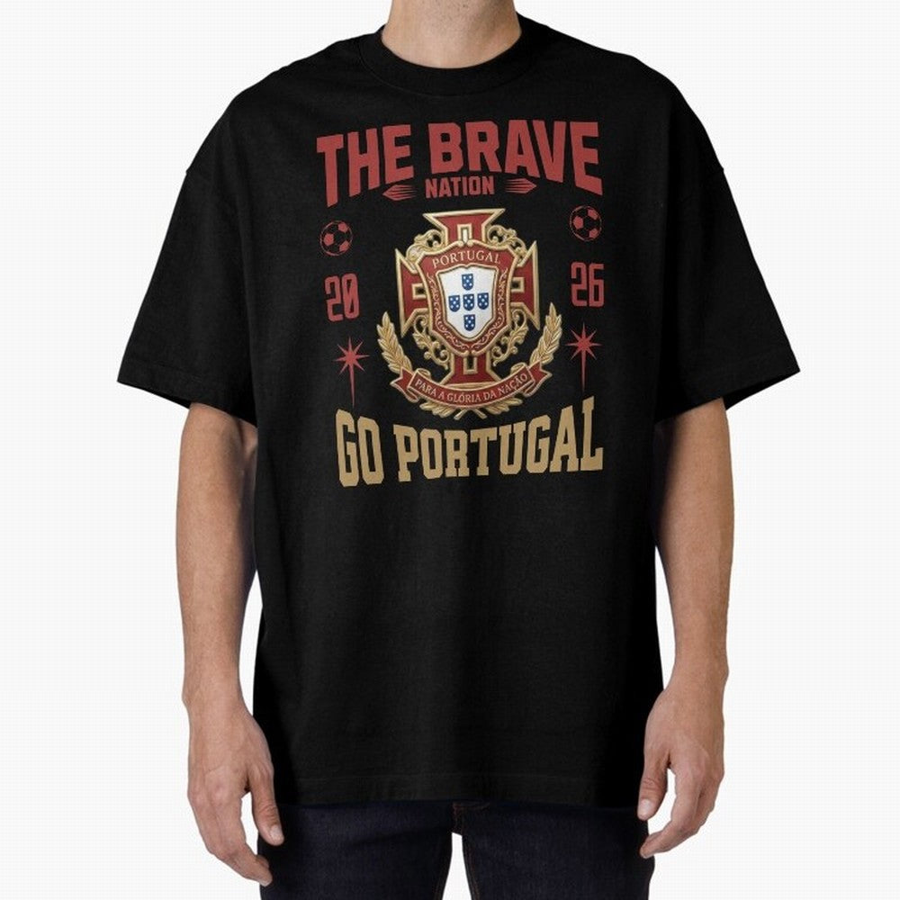 Portugal Soccer 2026 The Brave Nation Vintage Football Fan Design Oversized T-Shirt Get Ready for Global Football Passion for FIFA World Cup 2026 USA Canada Mexico, Driven by Messi, Neymar and Mbappe, England, France and Netherlands, Match Day