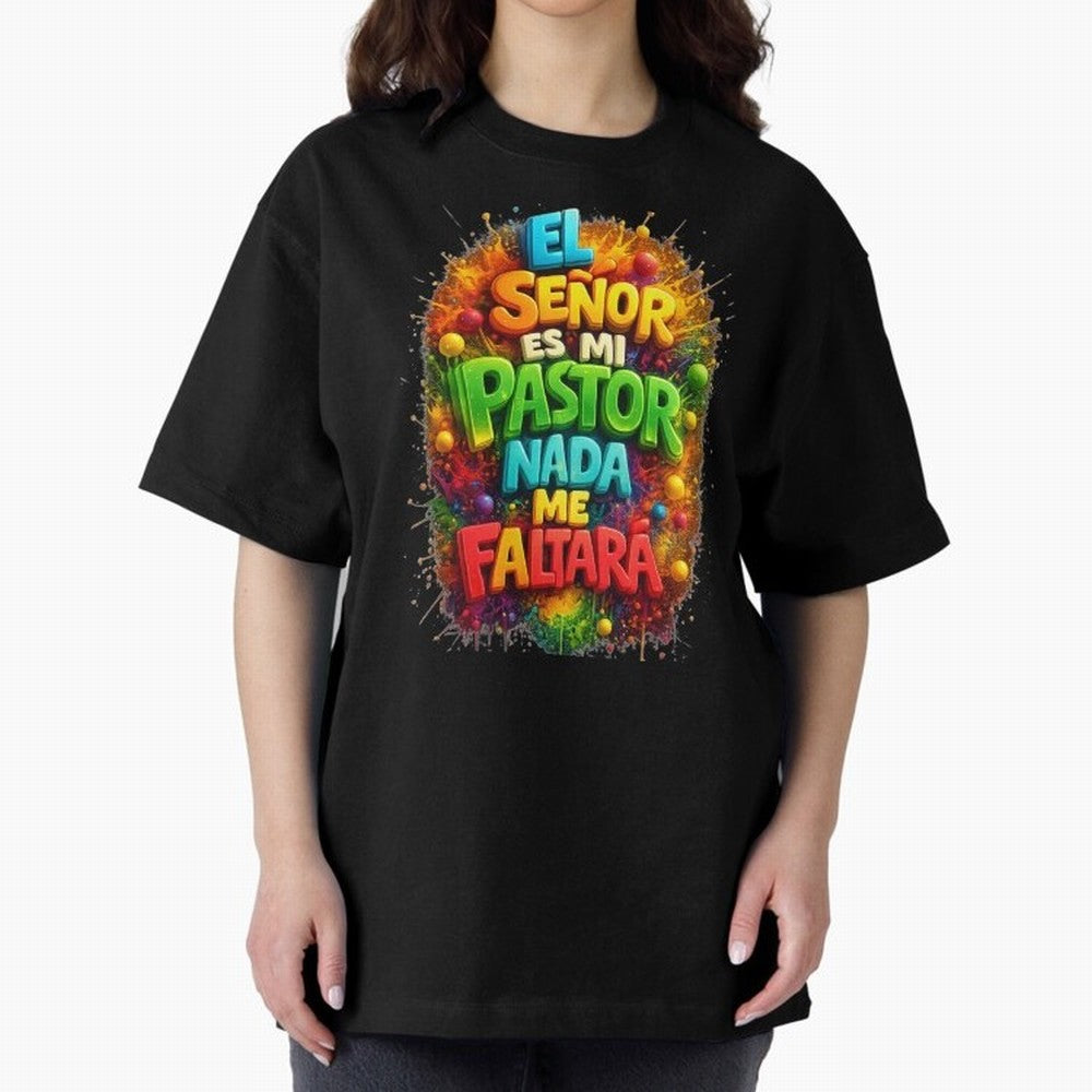 Modern 3D Psalm 23 Spanish Christian Art - El Se?or es mi Pastor Oversized T-Shirt Keep the Match Day Mood of the FIFA World Cup 2026 Journey through Mbappe and Neymar Highlights, Spain Pride, Football History, Final Match Energy, Crowd Noise and