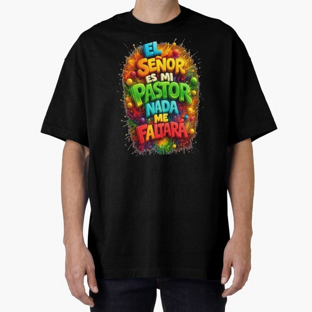 Modern 3D Psalm 23 Spanish Christian Art - El Se?or es mi Pastor Oversized T-Shirt Keep the Match Day Mood of the FIFA World Cup 2026 Journey through Mbappe and Neymar Highlights, Spain Pride, Football History, Final Match Energy, Crowd Noise and