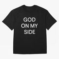 God On My Side - Minimalist Christian Outline Typography Oversized T-Shirt Celebrate Football Heritage in Global Football Passion for FIFA World Cup 2026 USA Canada Mexico, Inspired by Neymar, England and Germany, Classic Soccer Heritage,