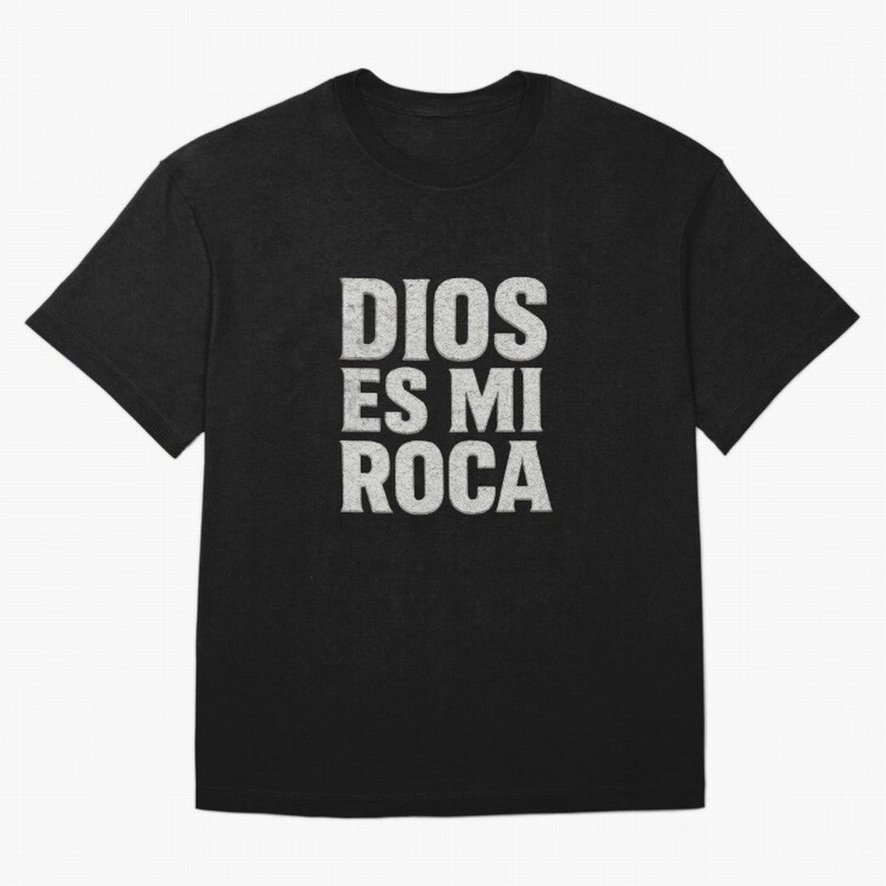 DIOS ES MI ROCA - White Stone Typography - Christian Oversized T-Shirt Follow the Final Road of the FIFA World Cup 2026 USA Canada Mexico Journey through Neymar, Haaland and Cristiano Ronaldo Highlights, Portugal, Spain and Germany Pride, Global