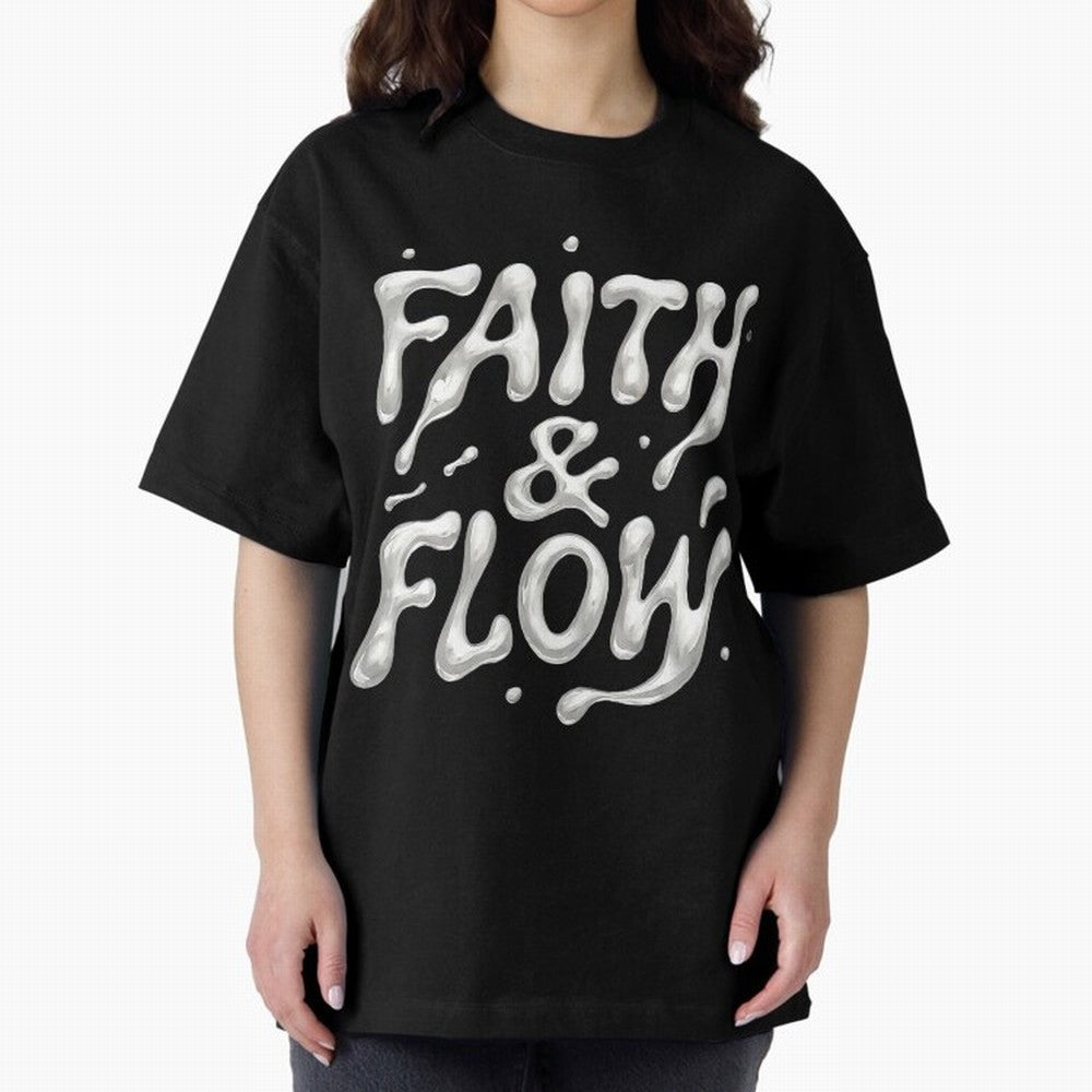 FAITH & FLOW - Liquid Chrome Typography - Urban Christian Oversized T-Shirt Live for the Drama of FIFA World Cup 2026 USA Canada Mexico Spirit, Celebrating Argentina, Haaland, Game Day Rituals, Football Legends, Country Pride and the Road to the
