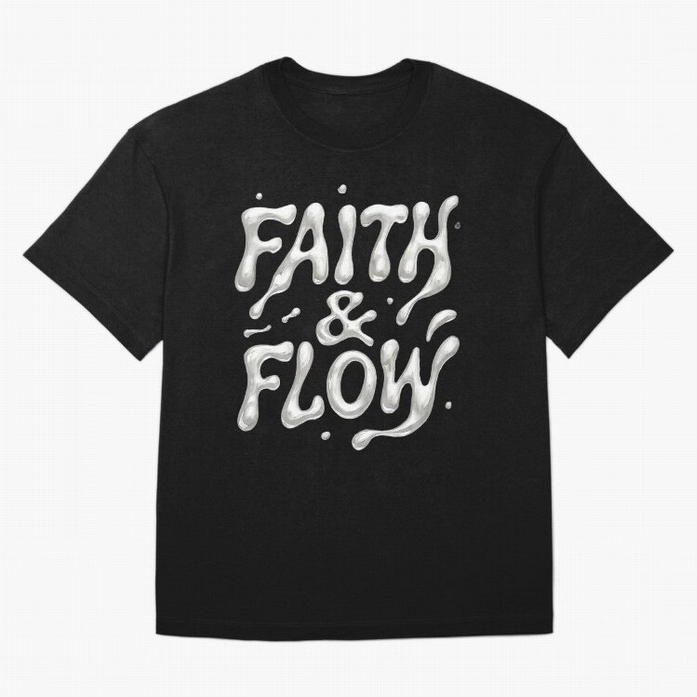 FAITH & FLOW - Liquid Chrome Typography - Urban Christian Oversized T-Shirt Live for the Drama of FIFA World Cup 2026 USA Canada Mexico Spirit, Celebrating Argentina, Haaland, Game Day Rituals, Football Legends, Country Pride and the Road to the
