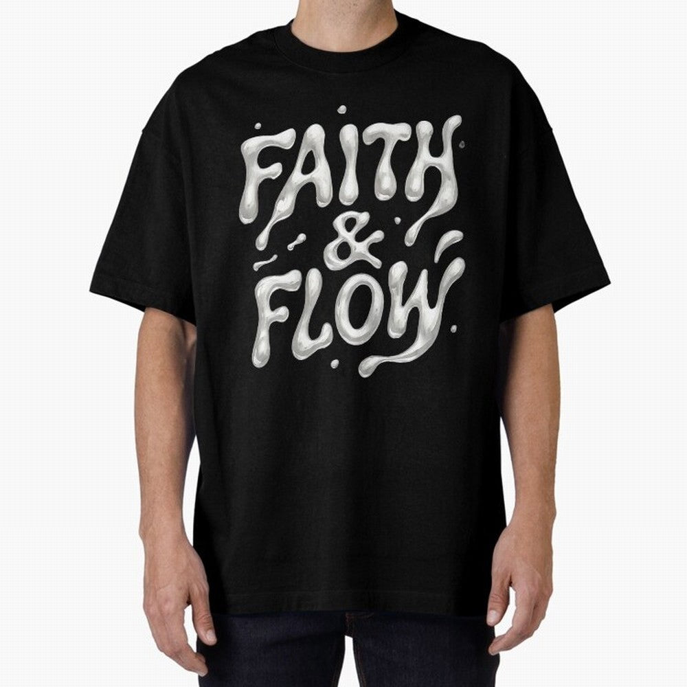 FAITH & FLOW - Liquid Chrome Typography - Urban Christian Oversized T-Shirt Live for the Drama of FIFA World Cup 2026 USA Canada Mexico Spirit, Celebrating Argentina, Haaland, Game Day Rituals, Football Legends, Country Pride and the Road to the