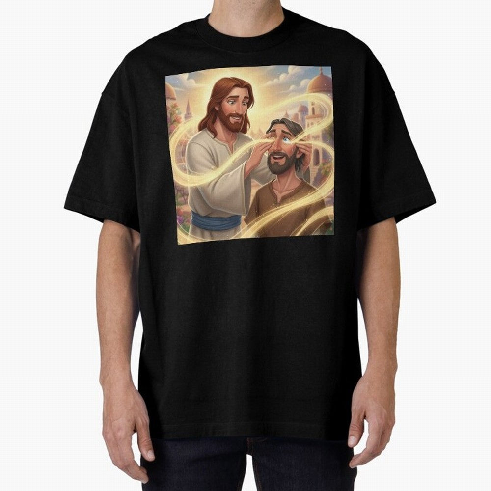 Jesus cure the blind Oversized T-Shirt Celebrate Football Dreams Across the FIFA World Cup 2026 Journey through Messi, Neymar and Mbappe Highlights, Brazil Pride, Champion Mindset, Group Stage Buzz, Knockout Tension and Passionate Fan Culture; Made
