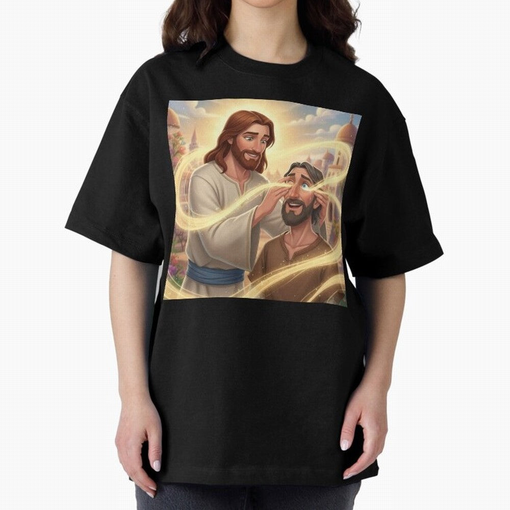 Jesus cure the blind Oversized T-Shirt Celebrate Football Dreams Across the FIFA World Cup 2026 Journey through Messi, Neymar and Mbappe Highlights, Brazil Pride, Champion Mindset, Group Stage Buzz, Knockout Tension and Passionate Fan Culture; Made