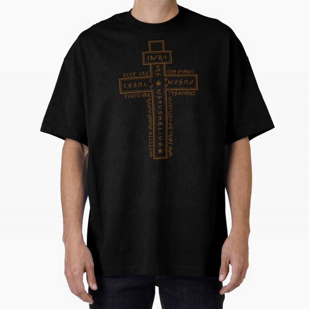 Cruz del Santo Padre Benito 2 Oversized T-Shirt Join the Global Buzz around the FIFA World Cup 2026 Journey through Cristiano Ronaldo Highlights, Argentina, France and Brazil Pride, Global Supporter Spirit, Legendary Goals, National Colors and