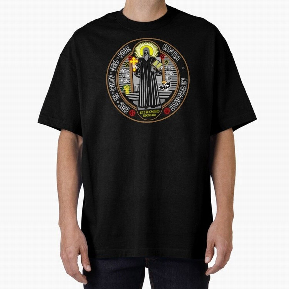 Medalla de San Benito Color Frontal Oversized T-Shirt Turn Every Weekend Toward FIFA World Cup 2026 USA Canada Mexico for Fans of Messi and Cristiano Ronaldo and France, Bringing Football History, Final Match Energy, Crowd Noise and Once in a
