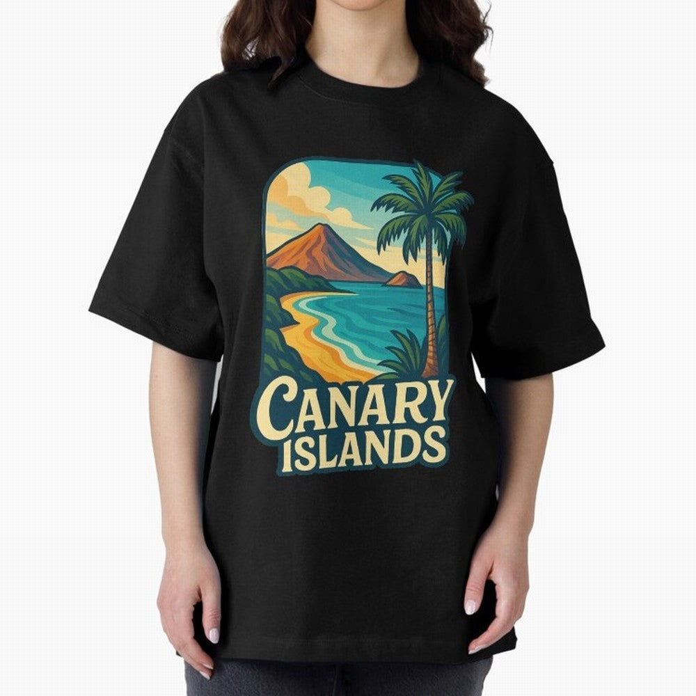 Tropical Shoreline of the Canary Islands Spain Oversized T-Shirt Follow the FIFA World Cup 2026 Group Stage Journey through Neymar, Haaland and Cristiano Ronaldo Highlights, Portugal Pride, Football History, Final Match Energy, Crowd Noise and Once