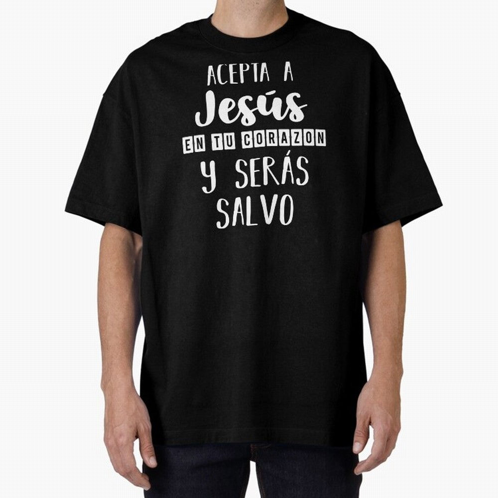 Acepta a Jes¨²s en tu Corazon Mensaje Cristianos Dios Spanish Oversized T-Shirt Carry the Colors and Pride of the FIFA World Cup 2026 Group Stage Journey through Haaland Highlights, Argentina and Brazil Pride, Football History, Final Match Energy,