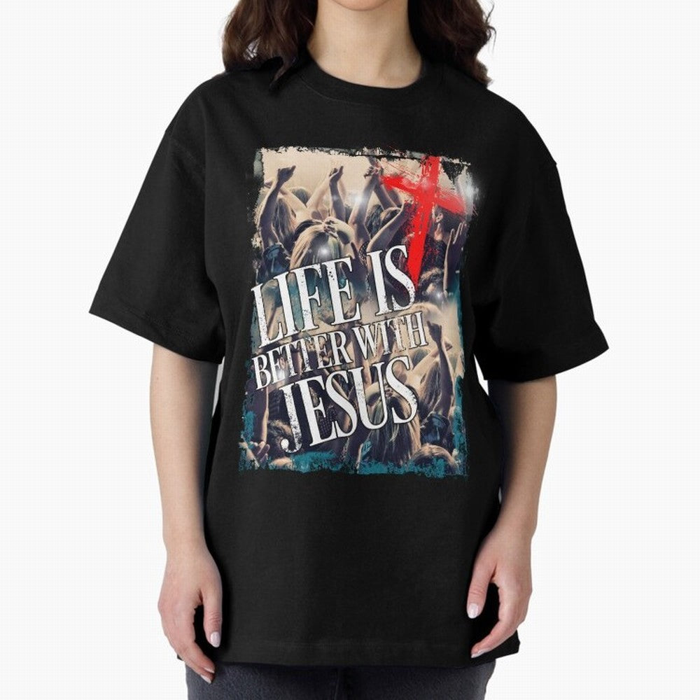 LIfe is Better with Jesus Oversized T-Shirt Celebrate National Team Dreams in FIFA World Cup 2026 for Fans of CR7 and Spain and Netherlands, Bringing Football Passion, Legendary Performances, Festival Vibes and Supporter Community; Made for