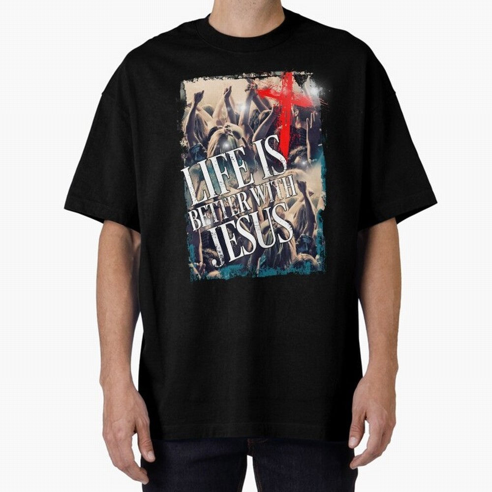 LIfe is Better with Jesus Oversized T-Shirt Celebrate National Team Dreams in FIFA World Cup 2026 for Fans of CR7 and Spain and Netherlands, Bringing Football Passion, Legendary Performances, Festival Vibes and Supporter Community; Made for