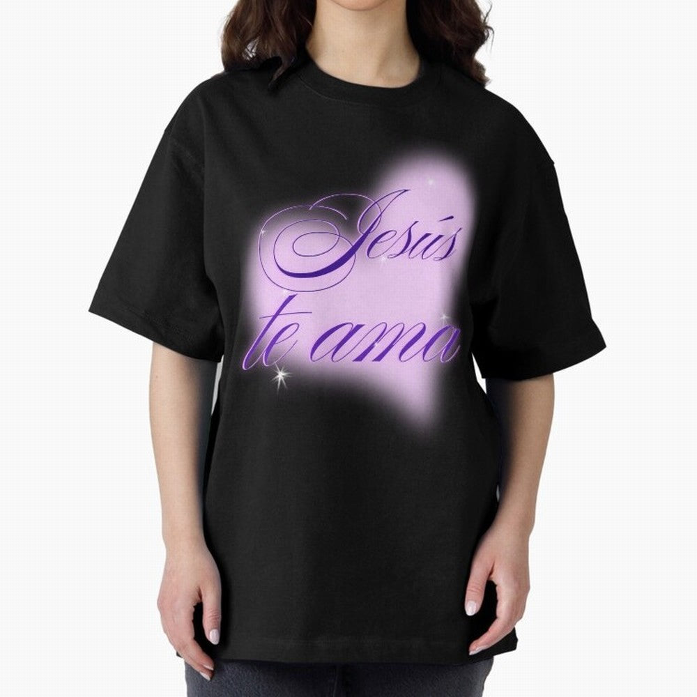 Spanish, Jesus Loves You, Jes¨²s te ama, John 3:16 Oversized T-Shirt Bring International Match Energy to Global Football Passion for FIFA World Cup 2026 USA Canada Mexico, Celebrating Messi and Cristiano Ronaldo, Argentina, France and Brazil,