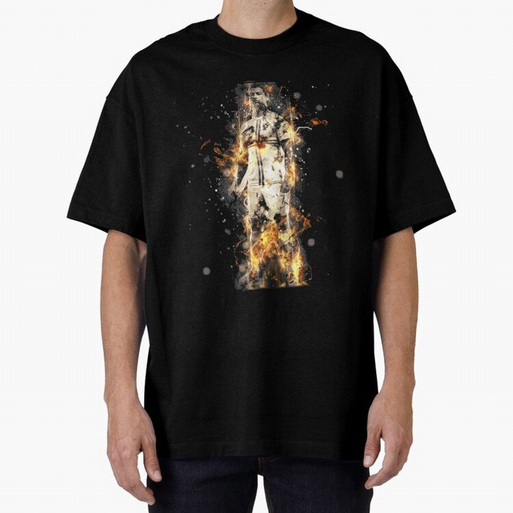 Ronaldo On Fire T Shirt Cristiano Cr7 Soccer S Jersey Men Madrid 7 Portugal Football Real White Kids Tee Mens Black Oversized T-Shirt Join Global Football Passion for FIFA World Cup 2026 USA Canada Mexico, Featuring Haaland, Portugal, Spain and
