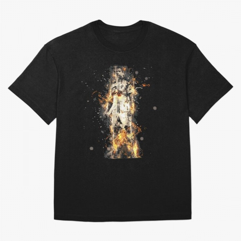 Ronaldo On Fire T Shirt Cristiano Cr7 Soccer S Jersey Men Madrid 7 Portugal Football Real White Kids Tee Mens Black Oversized T-Shirt Join Global Football Passion for FIFA World Cup 2026 USA Canada Mexico, Featuring Haaland, Portugal, Spain and