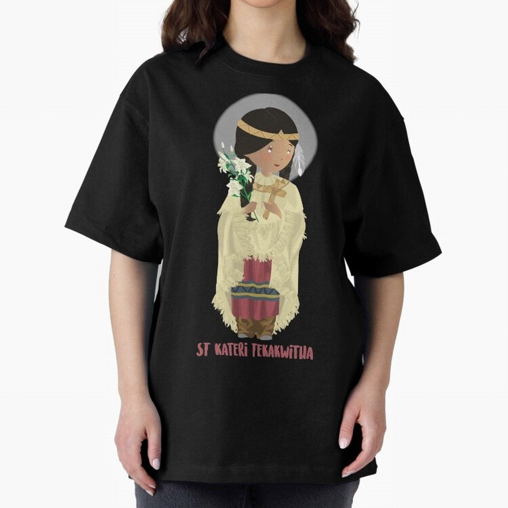 Saint Kateri Tekakwitha Oversized T-Shirt Honor the Beautiful Game during FIFA World Cup 2026 Group Stage Spirit, Featuring Brazil, Portugal and Argentina, CR7, Global Supporter Spirit, Legendary Goals, National Colors and Tournament Celebration;