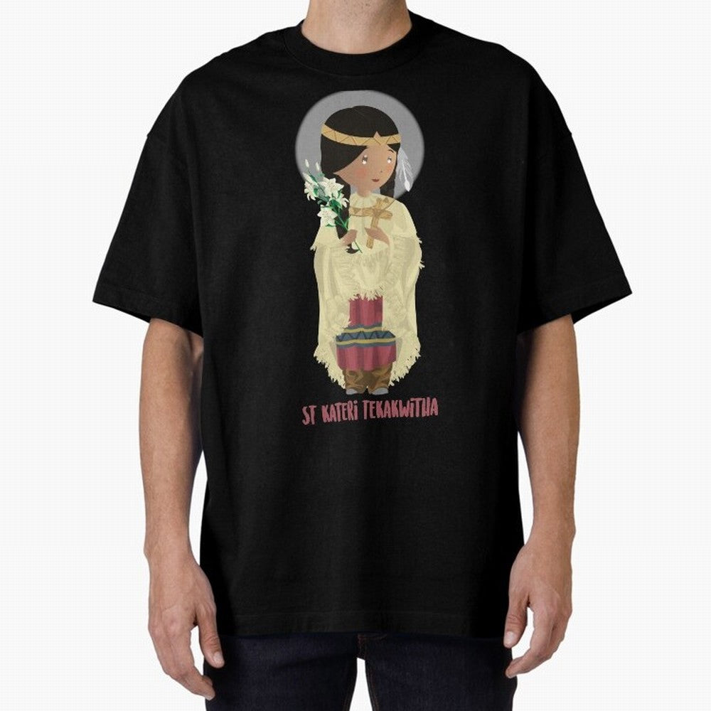 Saint Kateri Tekakwitha Oversized T-Shirt Honor the Beautiful Game during FIFA World Cup 2026 Group Stage Spirit, Featuring Brazil, Portugal and Argentina, CR7, Global Supporter Spirit, Legendary Goals, National Colors and Tournament Celebration;