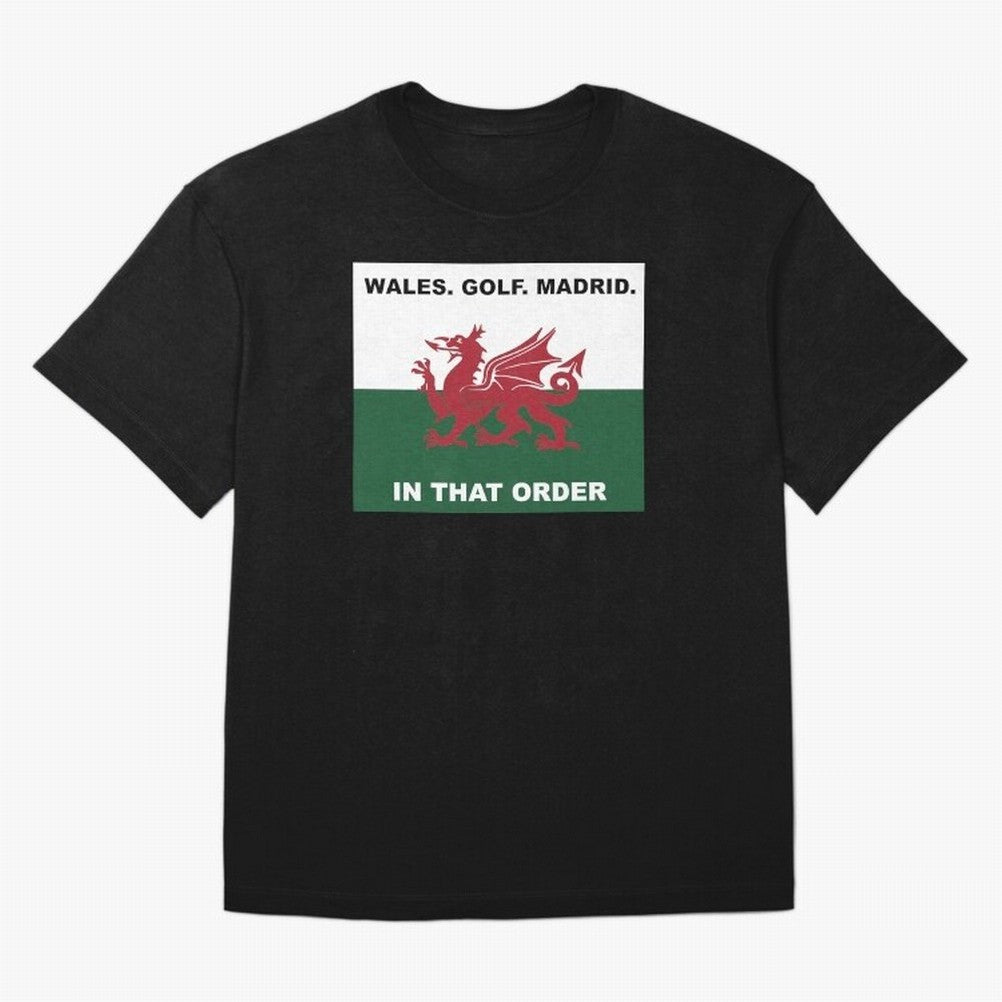 Wales Golf Madrid In That Order Oversized T-Shirt Make Your Look Match FIFA World Cup 2026 USA Canada Mexico Spirit, Inspired by France and Portugal, Neymar, Haaland and Cristiano Ronaldo, Supporter Pride, Iconic Celebrations, Legendary Names and