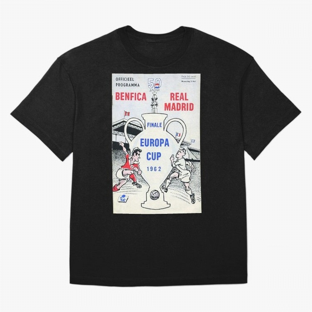 Vintage Champions League Final Poster - Real Madrid vs Benfica Oversized T-Shirt Represent Football Lovers during the FIFA World Cup 2026 Group Stage Journey through Neymar, Haaland and Cristiano Ronaldo Highlights, England and Germany Pride,