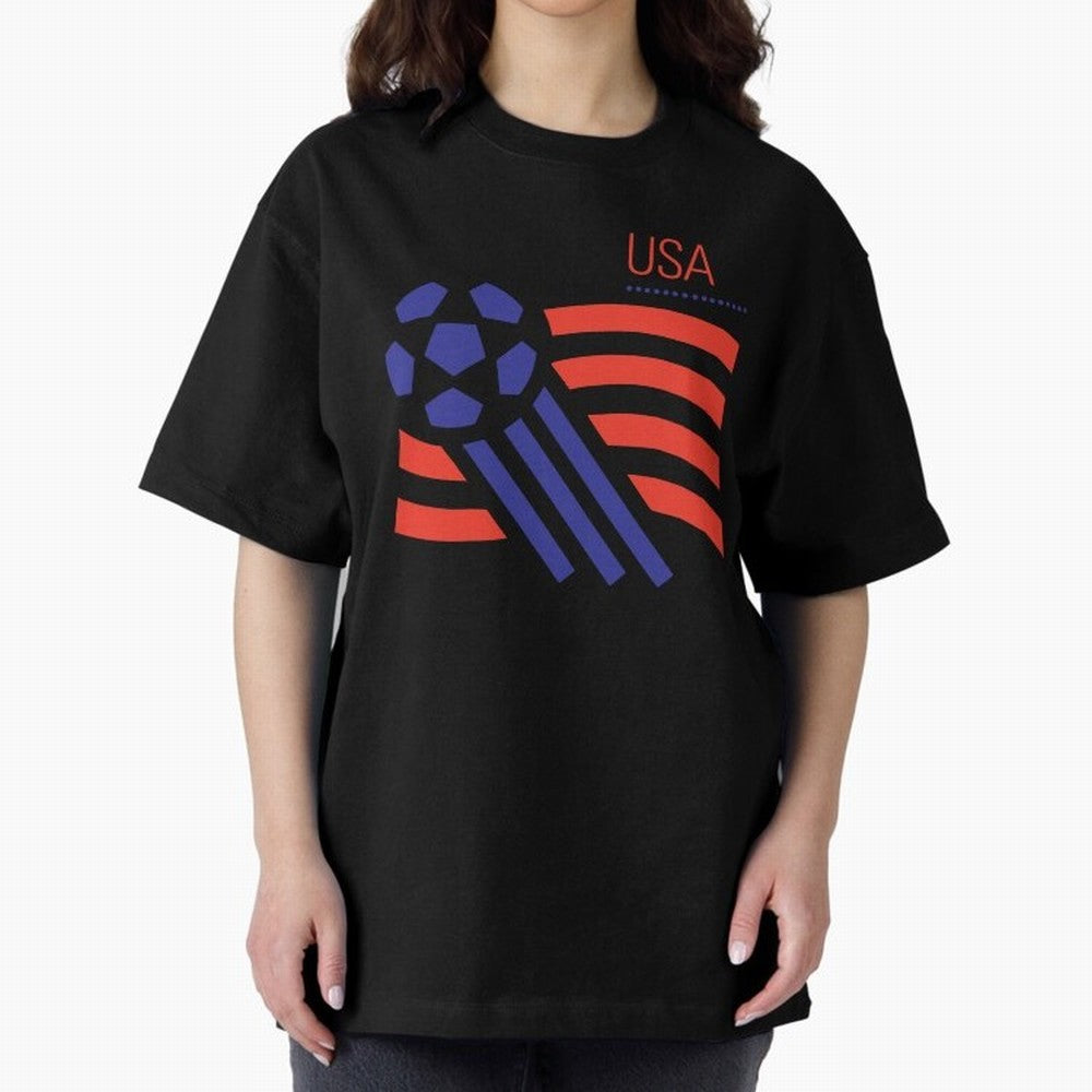 World USA 94 Oversized T-Shirt Represent Match Day Hype around FIFA World Cup 2026, Haaland and Mbappe, England and Germany, Championship Spirit, Famous Goals, Roaring Crowds and International Football Unity; Ideal for Football Dads, Football Moms,
