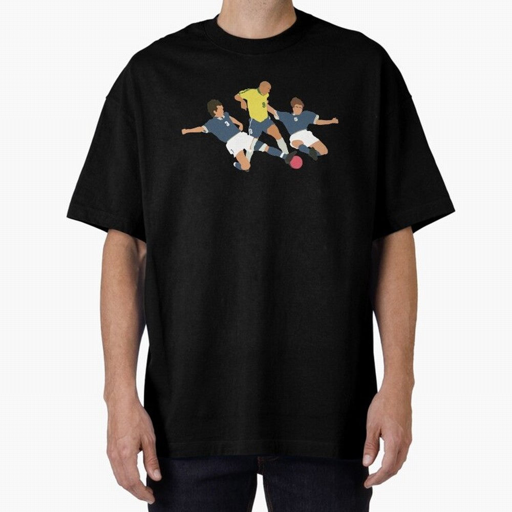 Ronaldo vs Maldini & Cannavaro Iconic Football Moment Oversized T-Shirt Show Your Love for FIFA World Cup 2026 USA Canada Mexico Spirit, Highlighting France and Portugal, Mbappe, Championship Spirit, Famous Goals, Roaring Crowds and International