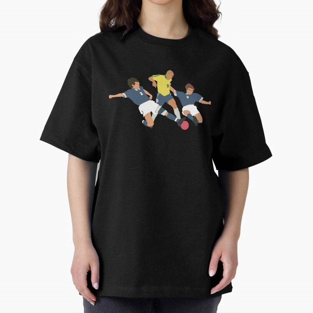 Ronaldo vs Maldini & Cannavaro Iconic Football Moment Oversized T-Shirt Show Your Love for FIFA World Cup 2026 USA Canada Mexico Spirit, Highlighting France and Portugal, Mbappe, Championship Spirit, Famous Goals, Roaring Crowds and International
