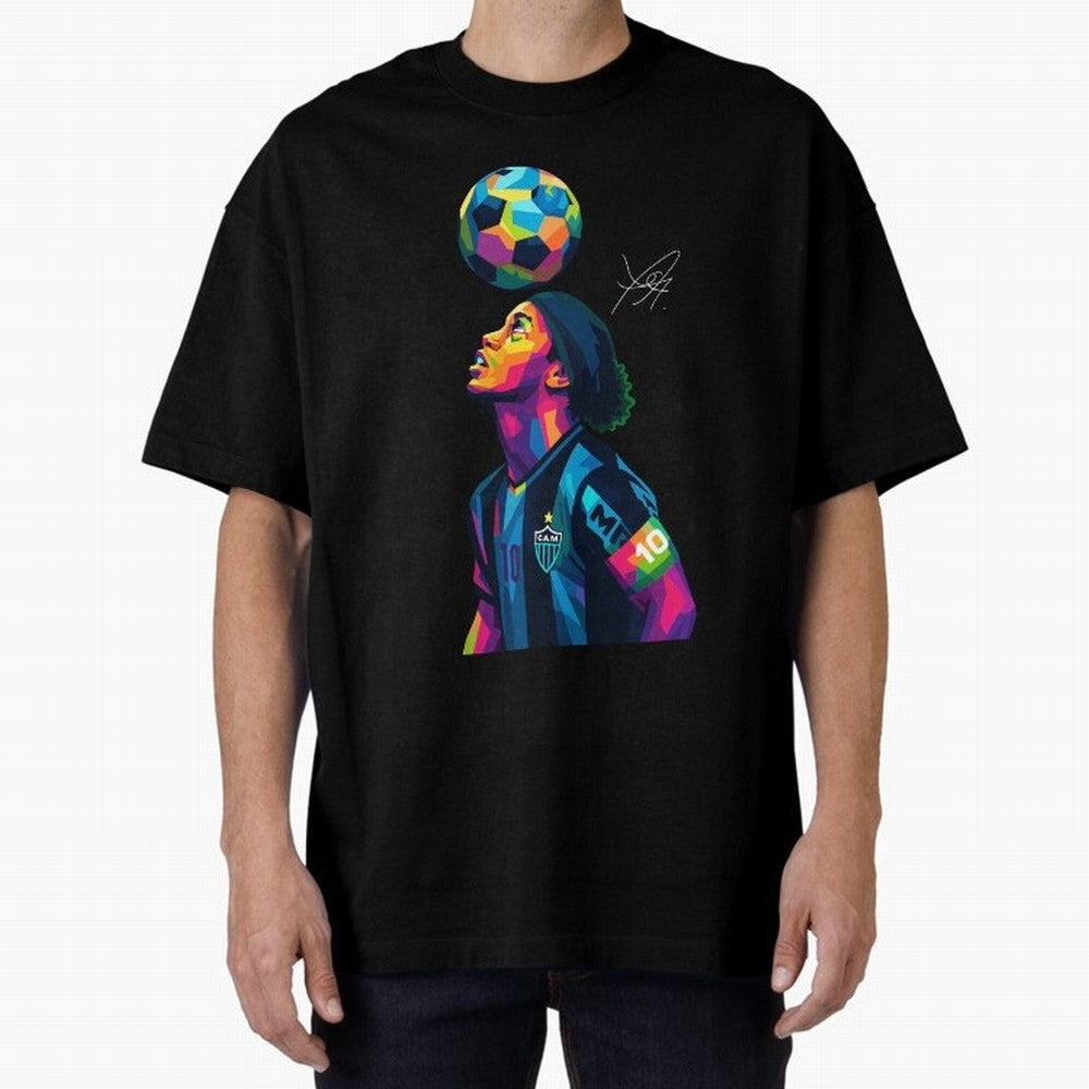 Ronaldinho Wpap Art Oversized T-Shirt Show Fan Pride Across FIFA World Cup 2026 Inspired by CR7, Brazil Energy, Sports Nostalgia, International Competition, Famous Players and Unforgettable Victories; Ideal for Passionate Fans Who Love Underdog