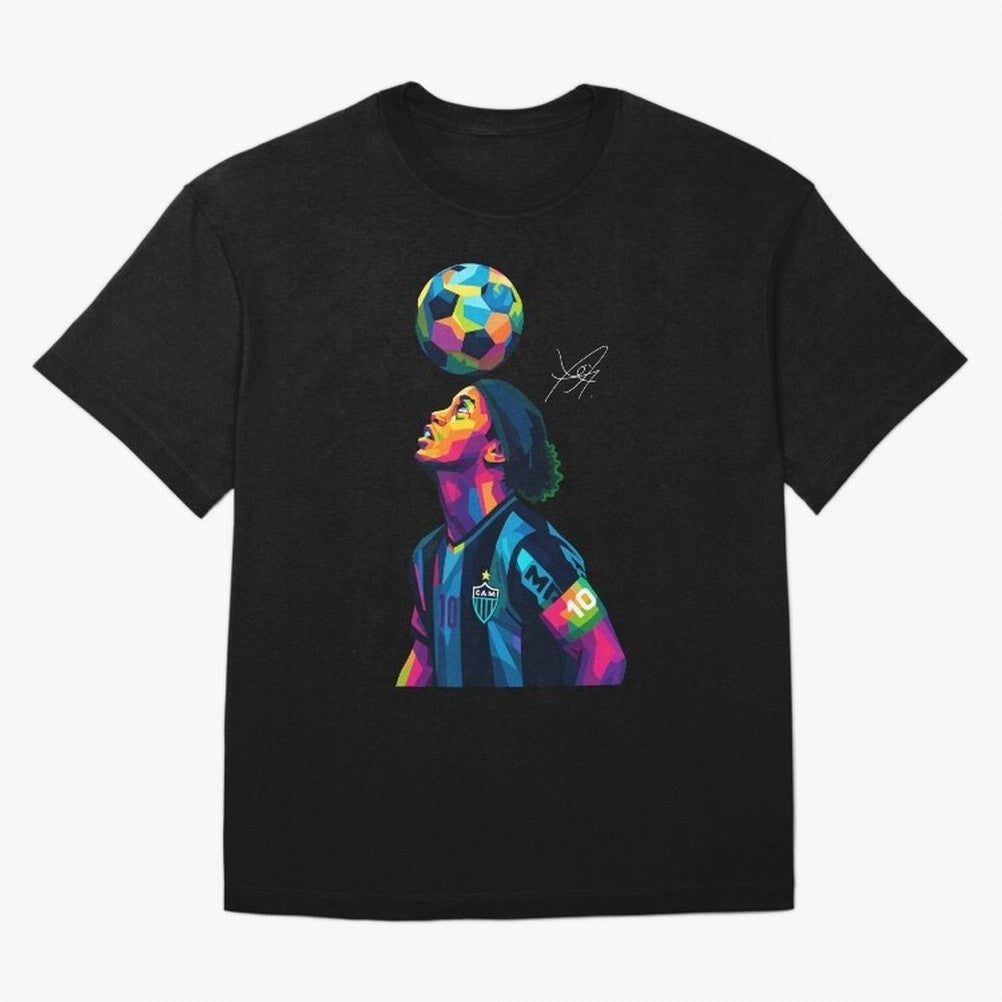 Ronaldinho Wpap Art Oversized T-Shirt Show Fan Pride Across FIFA World Cup 2026 Inspired by CR7, Brazil Energy, Sports Nostalgia, International Competition, Famous Players and Unforgettable Victories; Ideal for Passionate Fans Who Love Underdog